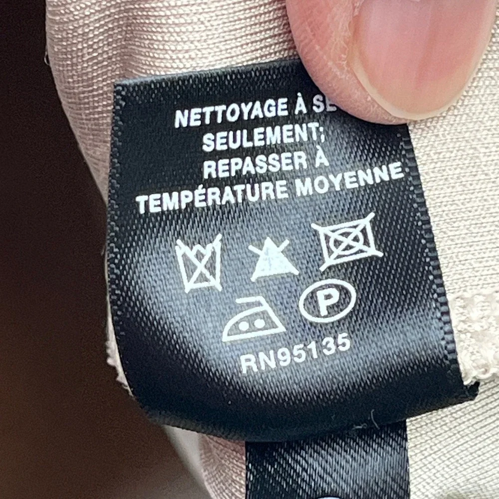 Lafayette 148 New York Drawstring Waist Dress Medium Beige V-Neck Dolman Pockets - Picture 9 of 12